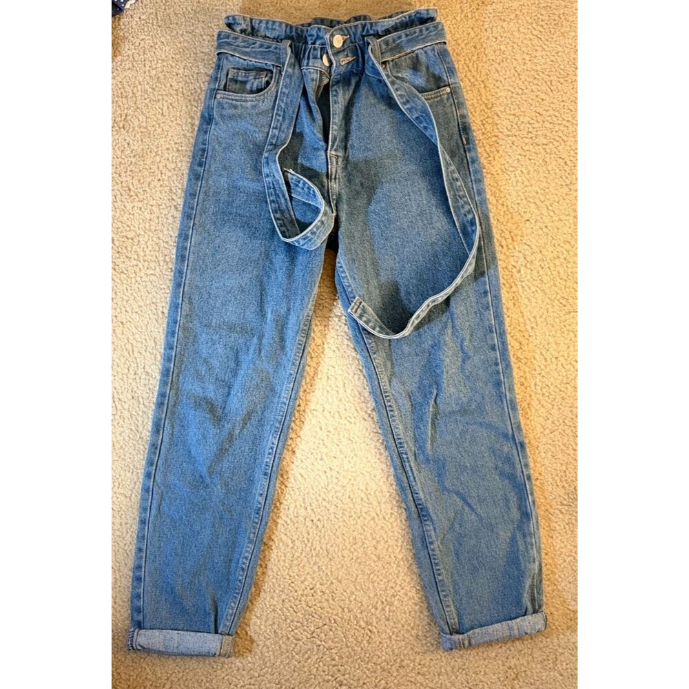 Refuge Denim XS High Rise Paperbag Waist Tie Belt Mom Jeans